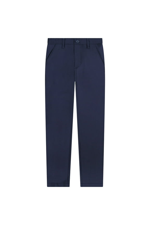 Boys Slim Fit Formal Flat Front Poly Viscose Classic Long Pants - 20S1824-F-NVY-3