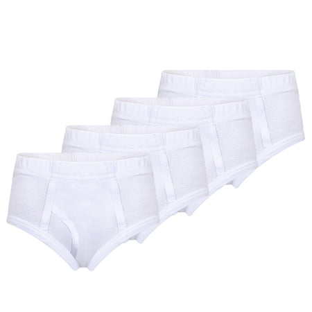 Buyless Fashion Boys White Briefs Soft Cotton Underwear 4 Pack - BW24-BW-11-12