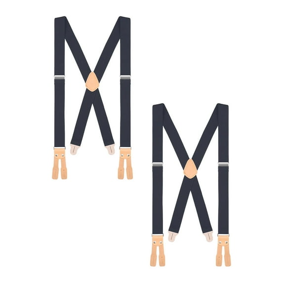 Buyless Fashion Button End Logger Work 2 Pack Suspenders for Men - 48" Adjustable Straps 1 1/4" - X Shape - 5125-2-Denim-Blue