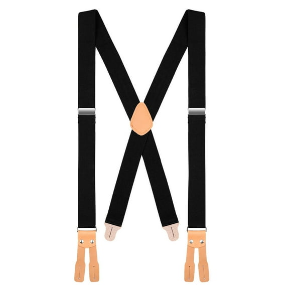 Buyless Fashion Button End Logger Work Suspenders for Men - 48" Adjustable Straps 1 1/4" - X Shape
