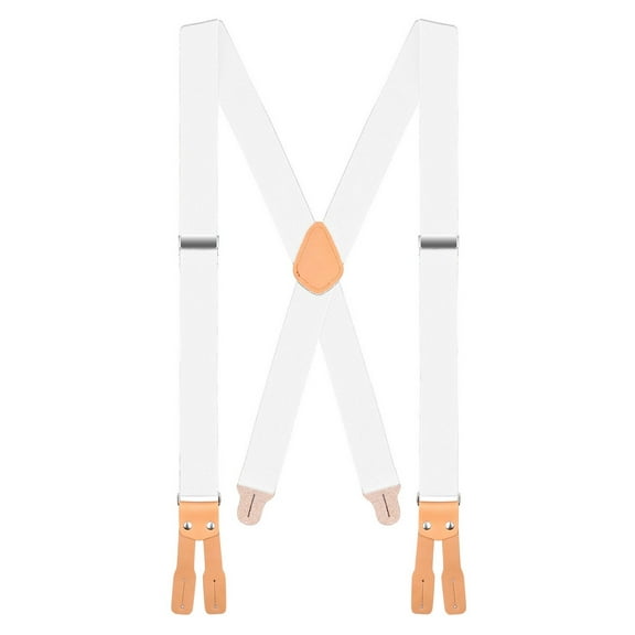 Buyless Fashion Button End Logger Work Suspenders for Men - 48" Adjustable Straps 1 1/4" - X Shape