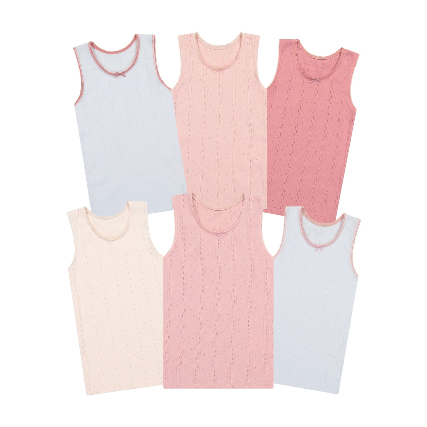 Buyless Fashion Girls Tagless Cami Scoop Neck Undershirts Cotton Tank With  Trim and Strap (6 Pack) 