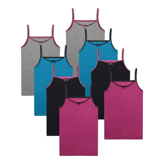 Buyless Fashion Girls Tank Tops - Sleeveless Cami Tanks Cotton Undershirts for Dance Gymnastics, Kids & Toddler Size (8 Pack)