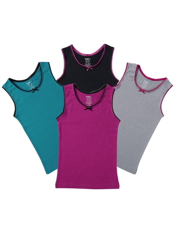 Girls Tank Tops - Sleeveless Cami Tanks Cotton Undershirts for Dance Gymnastics, Kids & Toddler Size (4 Pack)