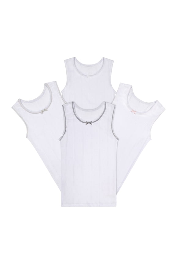 Girls Tank Tops - Sleeveless Cami Tanks Cotton Undershirts for Dance Gymnastics, Kids & Toddler Size (4 Pack)