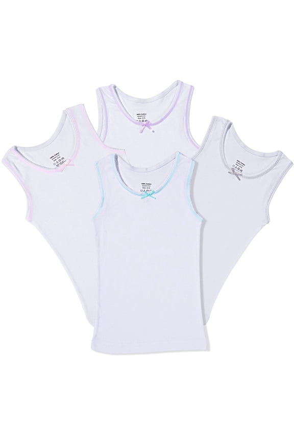 Girls Tank Tops - Sleeveless Cami Tanks Cotton Undershirts for Dance Gymnastics, Kids & Toddler Size (4 Pack)