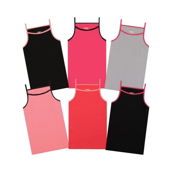 Buyless Fashion Girls Tank Tops - Sleeveless Cami Tanks Cotton Undershirts for Dance Gymnastics, Kids & Toddler Size (6 Pack)