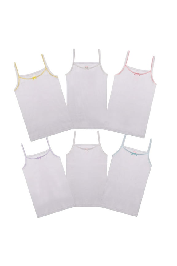 Girls Tank Tops - Sleeveless Cami Tanks Cotton Undershirts for Dance Gymnastics, Kids & Toddler Size (6 Pack)