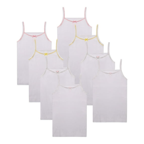 Buyless Fashion Girls Tank Tops - Sleeveless Cami Tanks Cotton Undershirts for Dance Gymnastics, Kids & Toddler Size (8 Pack)