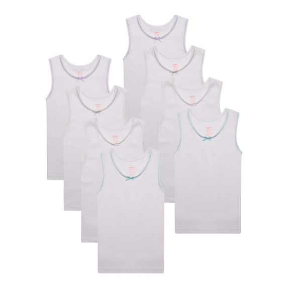 Buyless Fashion Girls Tank Tops - Sleeveless Cami Tanks Cotton Undershirts for Dance Gymnastics, Kids & Toddler Size (8 Pack)