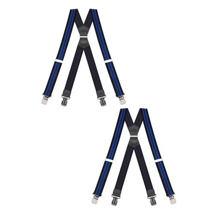 Buyless Fashion Heavy Duty 2 Pack Suspenders for Men - 48" Adjustable Straps 1 1/2" - X Back with Strong Clips - 5144-2-Black-Royal