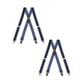 thumbnail image 1 of Buyless Fashion Heavy Duty 2 Pack Suspenders for Men - 48" Adjustable Straps 1 1/2" - X Back with Strong Clips - 5144-2-Denim-Black, 1 of 7