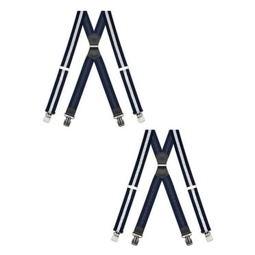 Buyless Fashion Heavy Duty 2 Pack Suspenders for Men - 48" Adjustable Straps 1 1/2" - X Back with Strong Clips