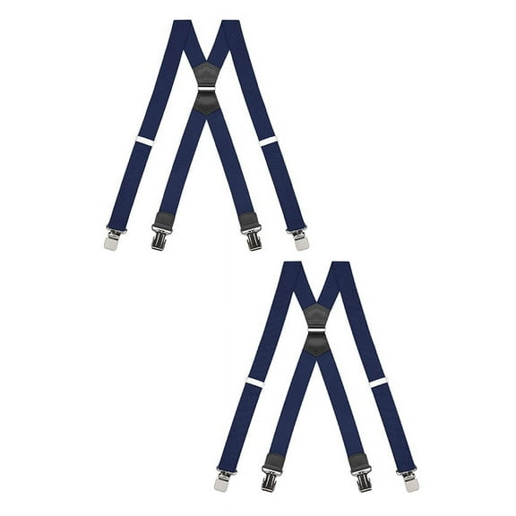 Buyless Fashion Heavy Duty 2 Pack Suspenders for Men - 48" Adjustable Straps 1 1/2" - X Back with Strong Clips - 5144-2-Navy