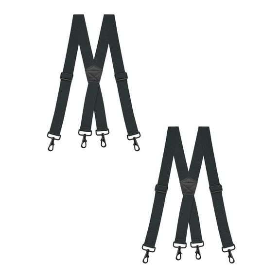 Buyless Fashion Heavy Duty 2 Pack Suspenders for Men - 48" Adjustable Straps 1 1/2" - X Back with Strong Hooks - 5146-2-Gray
