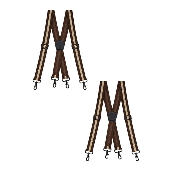Buyless Fashion Heavy Duty 2 Pack Suspenders for Men - 48" Adjustable Straps 1 1/2" - X Back with Strong Hooks - 5145-2-Burgundy