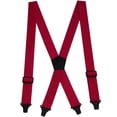 thumbnail image 1 of Buyless Fashion Heavy Duty Suspenders for Men - 48" Adjustable Straps 1 1/2" - X Back with Black Plastic Clips - 5147-Red, 1 of 7