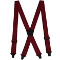 thumbnail image 1 of Buyless Fashion Heavy Duty Suspenders for Men - 48" Adjustable Straps 1 1/2" - X Back with Black Plastic Clips - 5147-Burgundy, 1 of 7