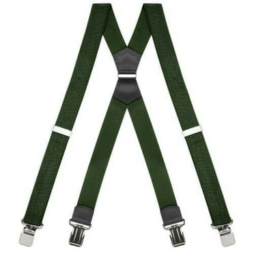 Buyless Fashion Heavy Duty Suspenders for Men - 48" Adjustable Straps 1 1/2" - X Back with Strong Clips