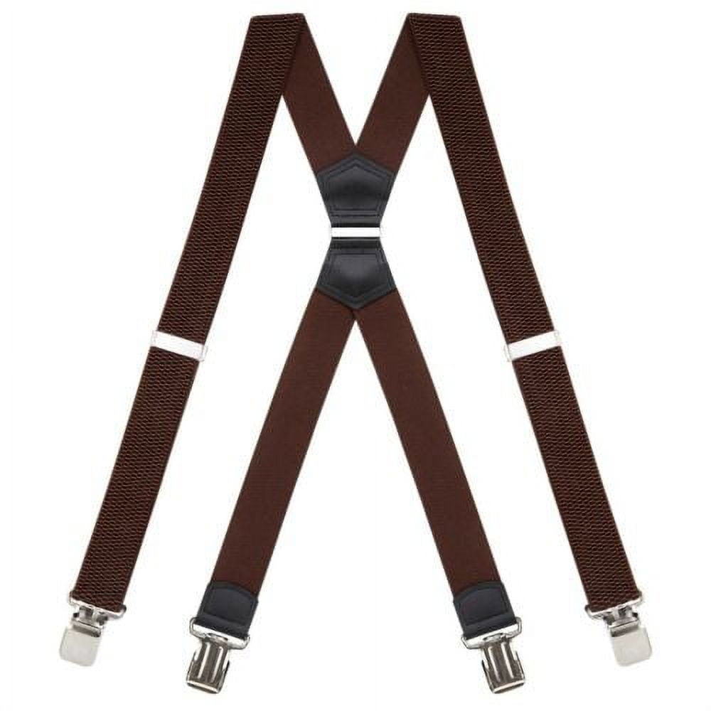Jack&Chris Genuine Leather X-Back Suspenders - 1" Wide, Adjustable, Heavy Duty With Clips