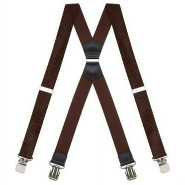 Buyless Fashion Heavy Duty Suspenders for Men - 48" Adjustable Straps 1 1/2" - X Back with Strong Clips