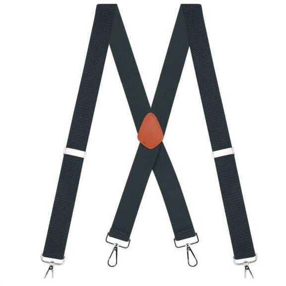 Buyless Fashion Heavy Duty Suspenders for Men - 48" Adjustable Straps 1 1/2" - X Back with Strong Hooks - 5145-Gray