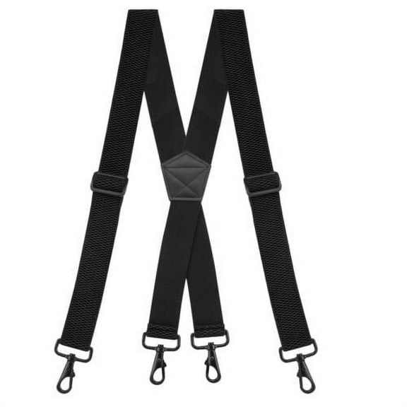 Buyless Fashion Heavy Duty Suspenders for Men - 48" Adjustable Straps 1 1/2" - X Back with Strong Hooks - 5146-Black
