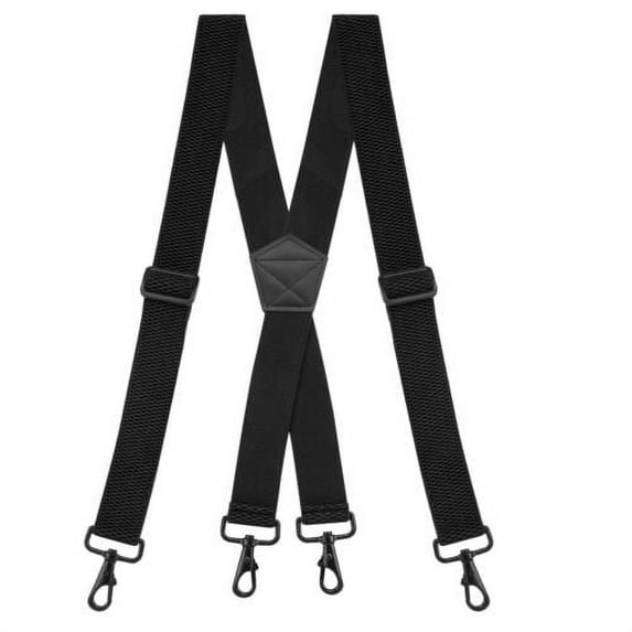 Buyless Fashion Heavy Duty Suspenders for Men - 48" Adjustable Straps 1 1/2" - X Back with Strong Hooks - 5146-Black