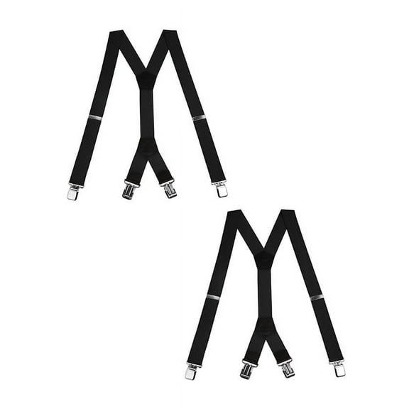 Buyless Fashion Heavy Duty Textured 2 Pack Suspenders for Men - 48" Adjustable Straps 1 1/2" - Y Shape - 5148-2-Black