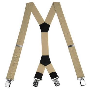 Buyless Fashion Heavy Duty Textured Suspenders for Men - 48" Adjustable Straps 1 1/2" - Y Shape