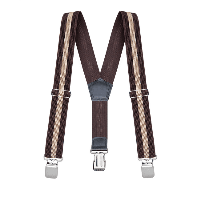 Buyless Fashion Heavy Duty Textured Suspenders for Men - 48" Adjustable Straps 1 1/2" - Y Shape