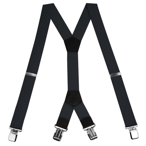 Buyless Fashion Heavy Duty Textured Suspenders for Men - 48" Adjustable Straps 1 1/2" - Y Shape - 5148-Brown-Tan