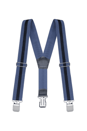 Heavy Duty Textured Suspenders for Men - 48" Adjustable Straps 1 1/2" - Y Shape - 5117-Denim-Black