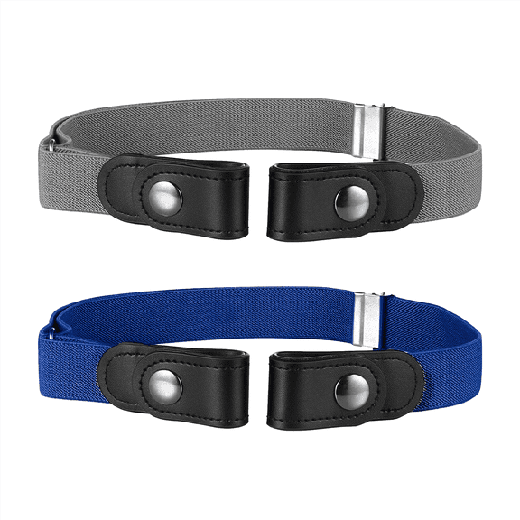 Buyless Fashion Kids Boys Girls No Buckle Adjustable Elastic Dress Stretch Belt 2 Pack - 5098-2-CHR/RYL