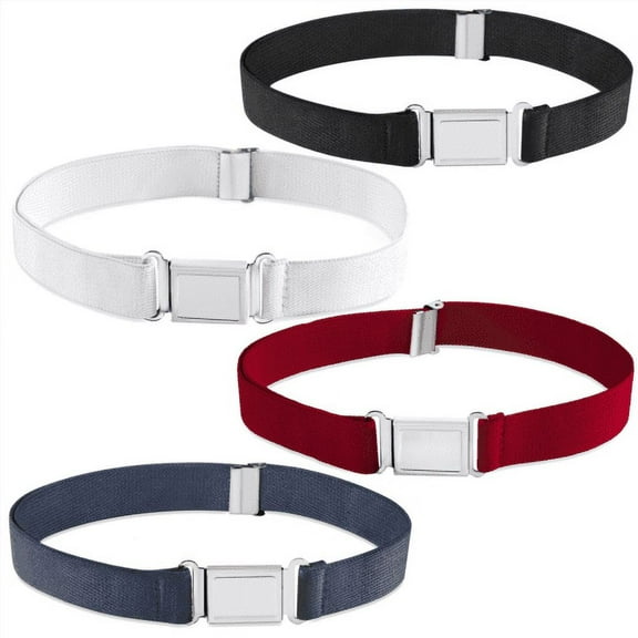 Buyless Fashion Kids Boys Toddler Adjustable Elastic Belt With Magnetic Buckle - 4 Pack