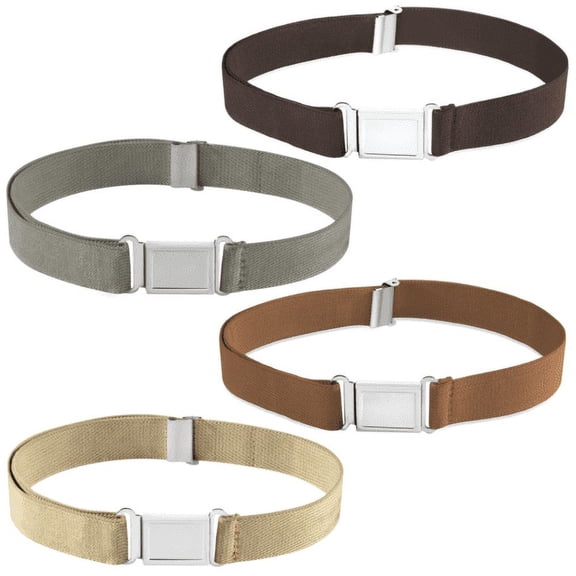 Buyless Fashion Kids Boys Toddler Adjustable Elastic Belt With Magnetic Buckle - 4 Pack