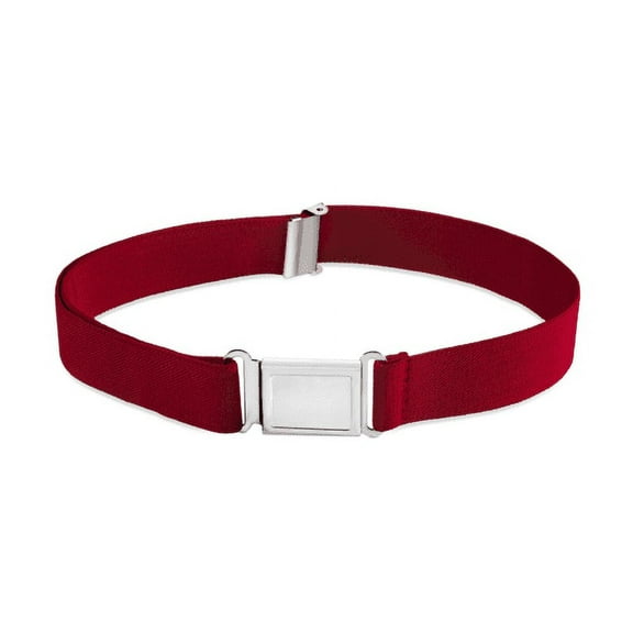 Buyless Fashion Kids Boys Toddler Adjustable Elastic Dress Stretch Belt with Flat Magnetic Buckle - 5099-Red