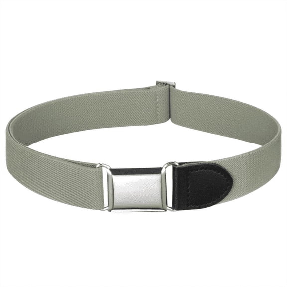 Buyless Fashion Kids Toddlers Baby Adjustable Elastic Dress Stretch Belt with Silver Buckle - 5096-Charcoal-Gray
