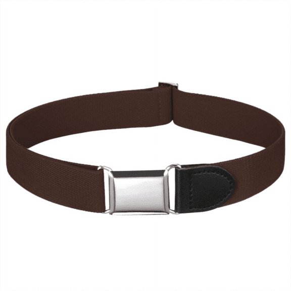 Buyless Fashion Kids Toddlers Baby Adjustable Elastic Dress Stretch Belt with Silver Buckle - 5096-Brown