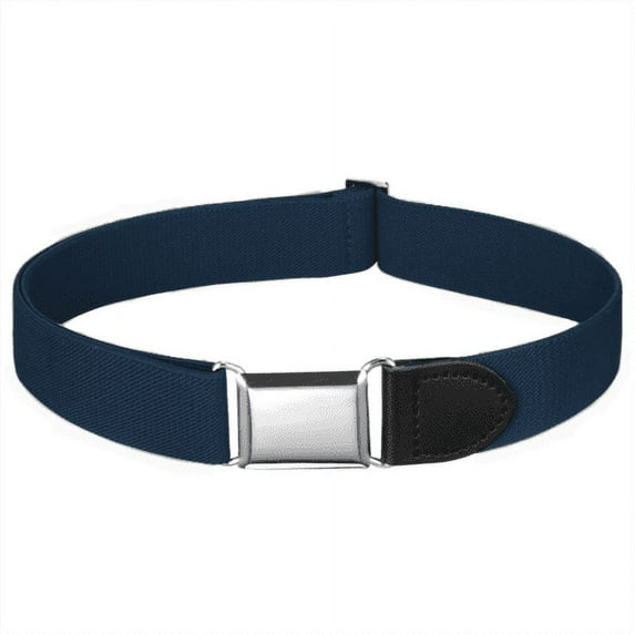 Buyless Fashion Kids Toddlers Baby Adjustable Elastic Dress Stretch Belt with Silver Buckle - 5096-Navy
