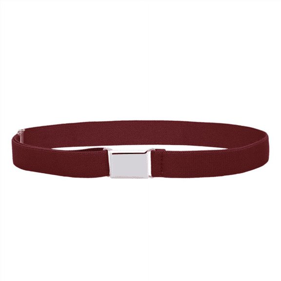 Buyless Fashion Kids Toddlers Baby Adjustable Elastic Stretch Belt with Silver Buckle - 5101-Burgundy