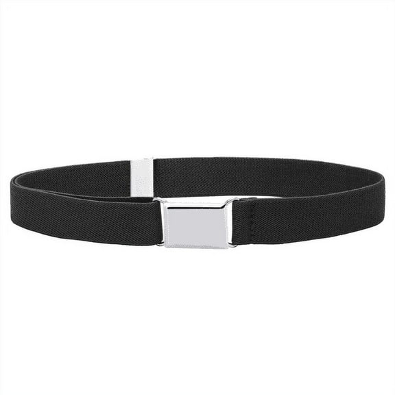Buyless Fashion Kids Toddlers Baby Adjustable Elastic Stretch Belt with Silver Buckle - 5101-Black