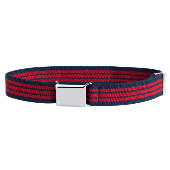 Buyless Fashion Kids Toddlers Baby Adjustable Elastic Stretch Belt with Silver Buckle - 5101-Navy-Red-Stripe