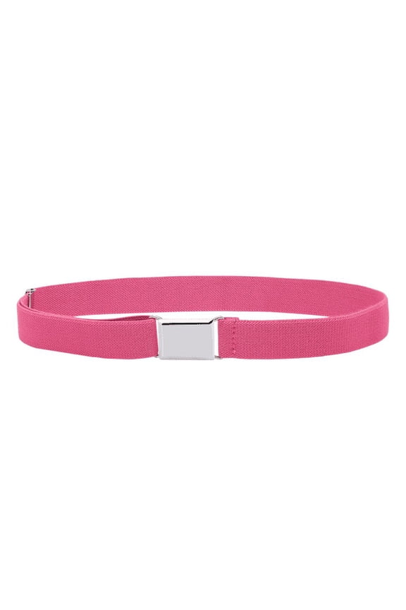 Kids Toddlers Baby Adjustable Elastic Stretch Belt with Silver Buckle - 5101-Fushia