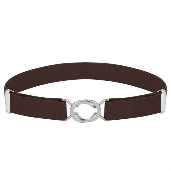 Buyless Fashion Kids Toddlers Baby Adjustable Elastic Stretch Belt with Silver Twisted Buckle - 5095-Brown