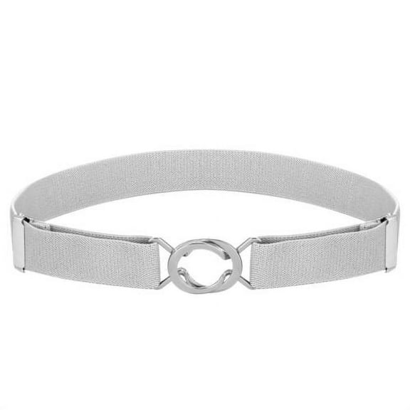 Buyless Fashion Kids Toddlers Baby Adjustable Elastic Stretch Belt with Silver Twisted Buckle - 5095-Gray