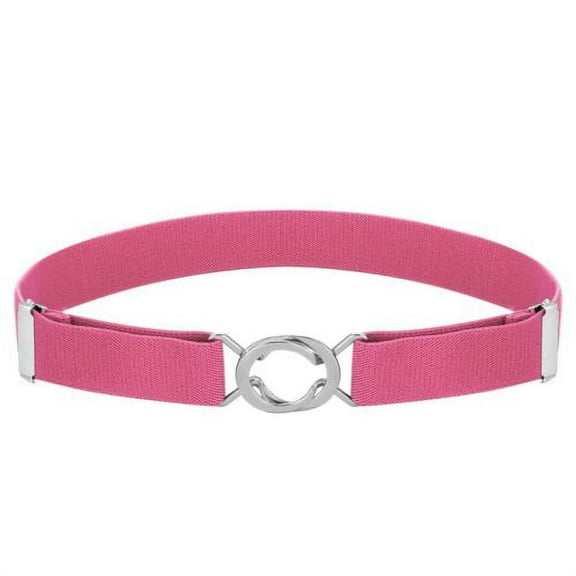 Buyless Fashion Kids Toddlers Baby Adjustable Elastic Stretch Belt with Silver Twisted Buckle - 5095-Fushia