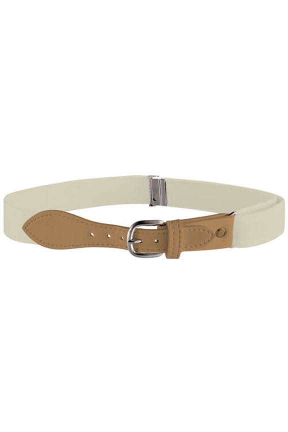 Kids and Toddler Adjustable Elastic Stretch Belt with Leather Closure - KBLT100-Off White