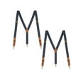 thumbnail image 1 of Buyless Fashion Leather End 2 Pack Suspenders for Men - 48" Elastic Adjustable Straps 1" - Y Back with Metal Hooks - 5139-2-Denim-Blue, 1 of 7