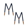 thumbnail image 1 of Buyless Fashion Leather End 2 Pack Suspenders for Men - 48" Elastic Adjustable Straps 1" - Y Back with Metal Hooks - 5139-2-Navy, 1 of 7